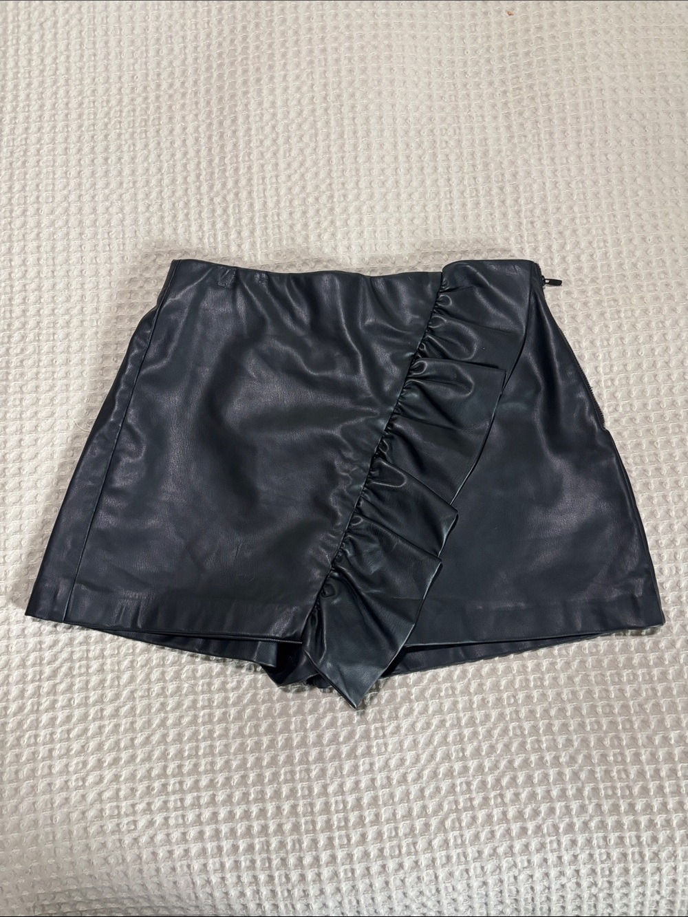 Zara Black Faux Leather Skort